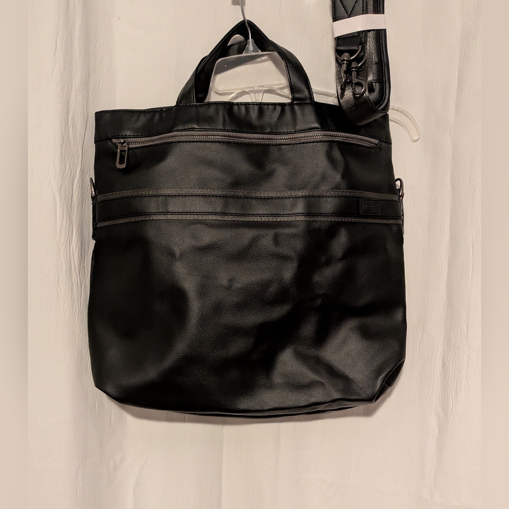 Golden Pacific Men's Black Tote Bag with Detachable Strap RFID Protected